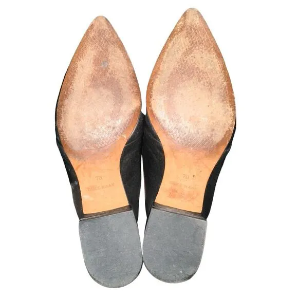 Cole Haan Mule Loafers Slip On Almond Toe Dress Black Leather Size 7B