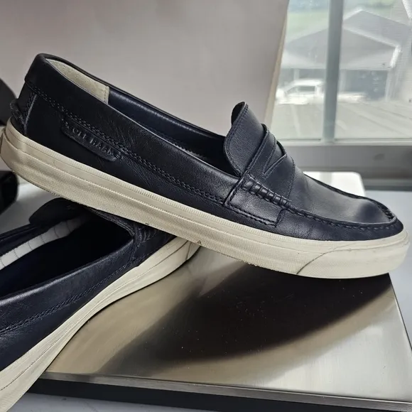 Cole Haan Pinch Maine Classic GrandOs Blue Leather Penny Loafers 9.5 Boat Preppy