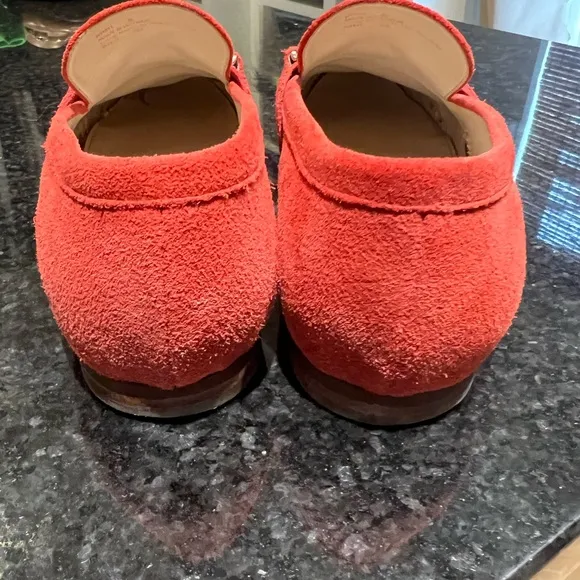 Cole Haan Red Suede Loafers with Gold Hardware