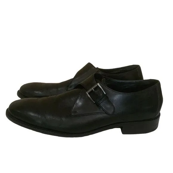 Cole Haan Shoes Men's Size 11.5M Versace Monk Strap Black Leather Dress Loafers