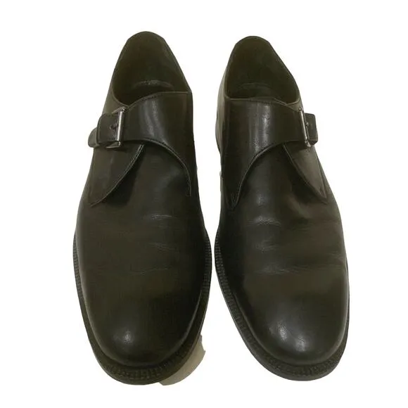 Cole Haan Shoes Men's Size 11.5M Versace Monk Strap Black Leather Dress Loafers
