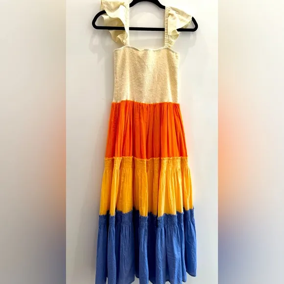 Colorful cotton summer dress Size XS/S. Like new. Long maxi sleeveless dress.