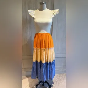 Colorful cotton summer dress Size XS/S. Like new. Long maxi sleeveless dress.