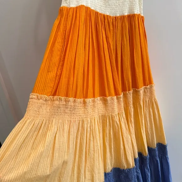 Colorful cotton summer dress Size XS/S. Like new. Long maxi sleeveless dress.