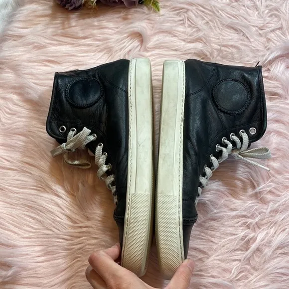 Common Projects Mens Black Leather High Top Sneakers sz 39