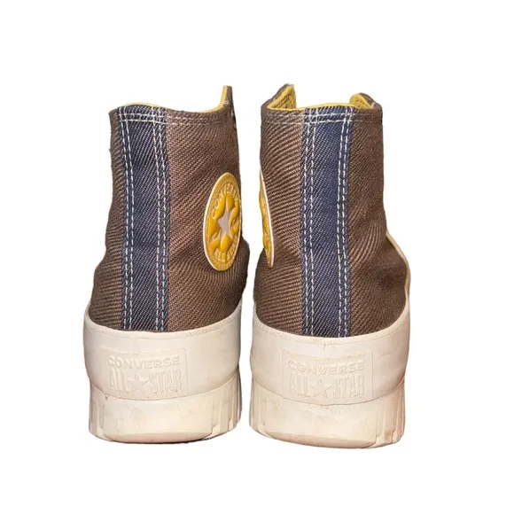 Converse High Top Platform Sneakers In Brown &amp; Yellow