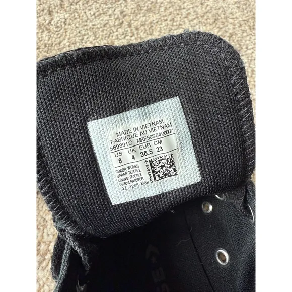 Converse Lugged Chuck Taylor All Star High Top Platform black Sneakers size 6