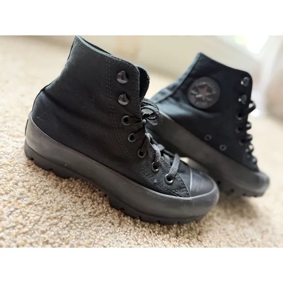 Converse Lugged Chuck Taylor All Star High Top Platform black Sneakers size 6