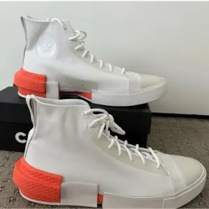 Converse White and Orange High-Top Sneakers Modern Design
