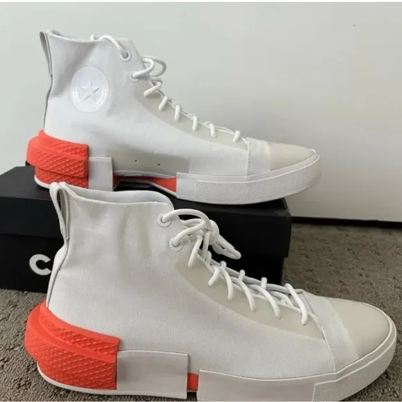Converse White and Orange High-Top Sneakers Modern Design