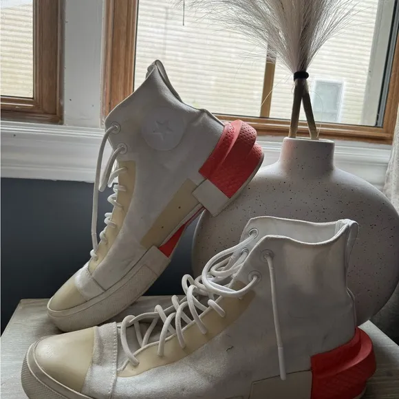 Converse White and Orange High-Top Sneakers Modern Design