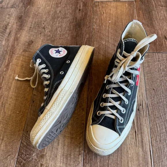 Converse X Comme des garcons play black high top sneakers size 10