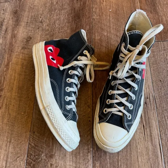 Converse X Comme des garcons play black high top sneakers size 10