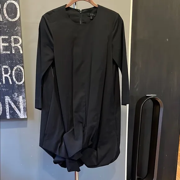 COS Black Bubble Hem Dress | 3/4 Sleeve Modern A-Line | Size 2