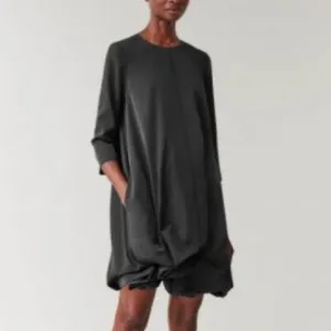 COS Black Bubble Hem Dress | 3/4 Sleeve Modern A-Line | Size 2