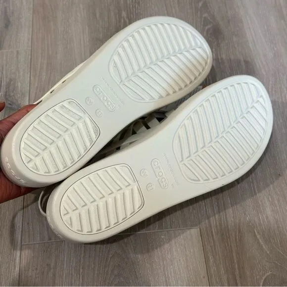 Crocs Brooklyn Strappy Women Size 11 Ivory Bone Platform Sandals 206751 LiteRide