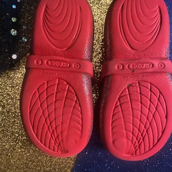 CROCS RED SHIMMERY MARY JANE BALLET Flats 8 ADORABLE WHIMSICAL DREAMY GR8UC