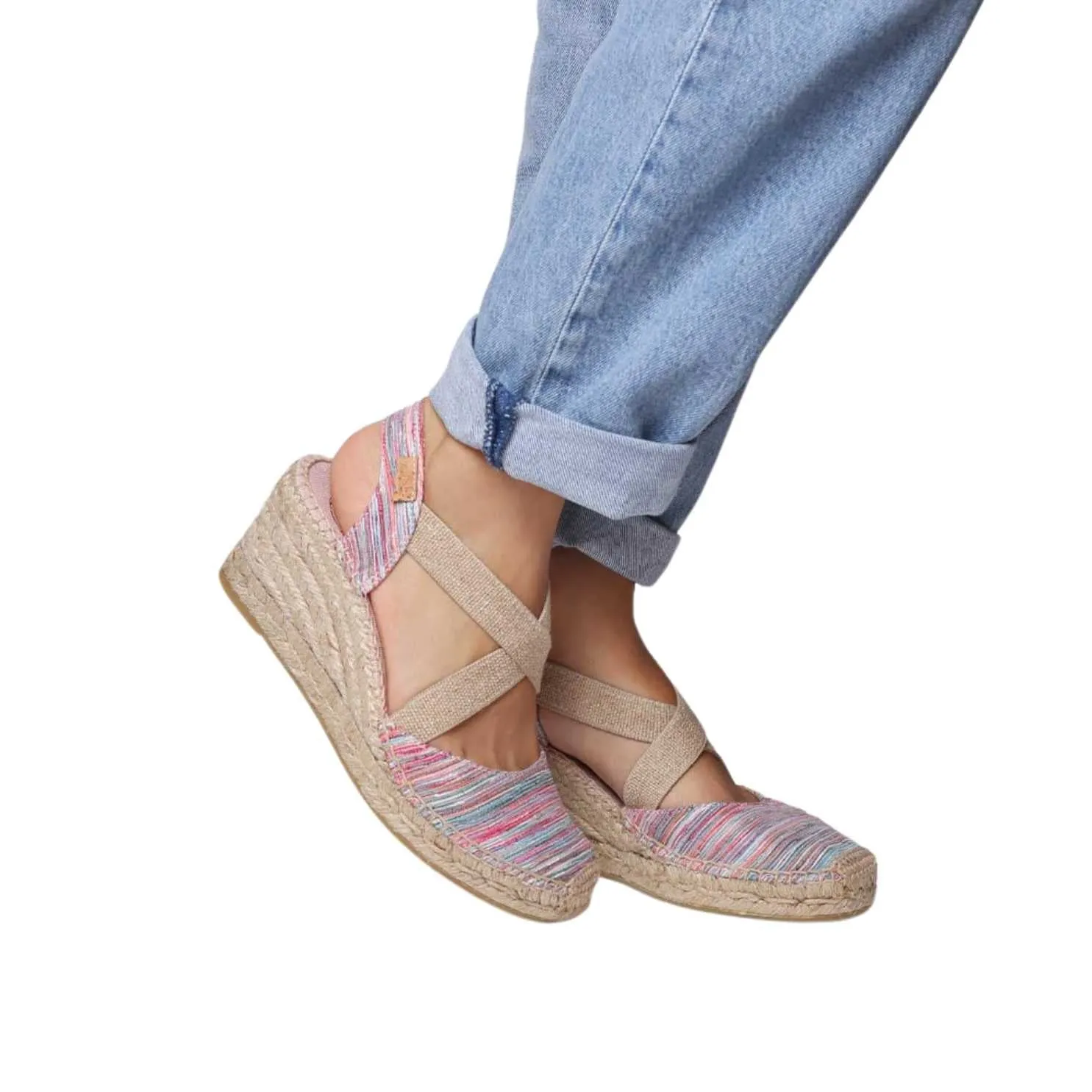 Crossed Strap Fabric Espadrille For Women - Saba-RG