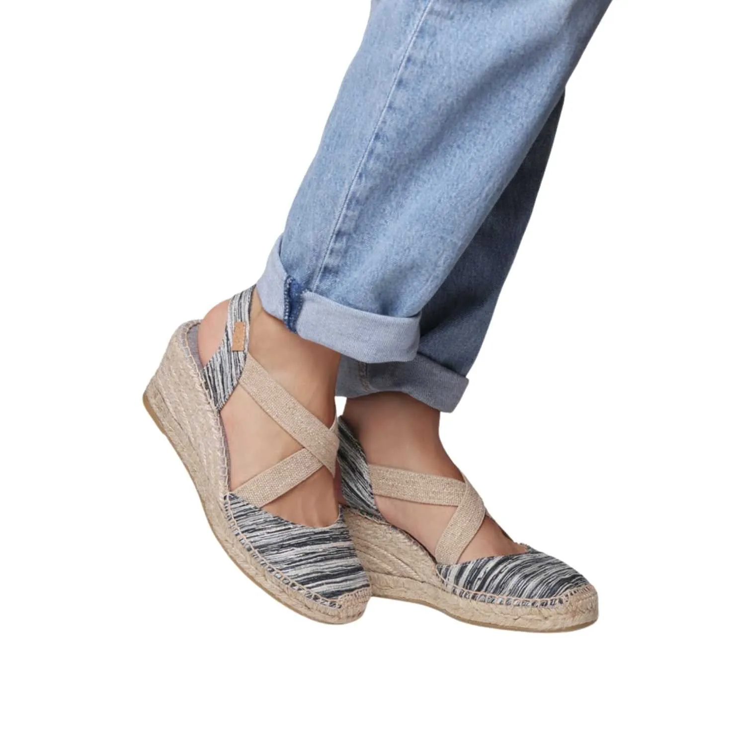 Crossed Strap Fabric Espadrille For Women - Saba-RG