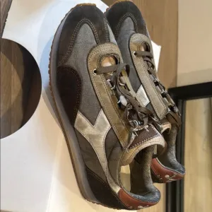 Diadora Gray and Brown Sneakers with Chunky Sole