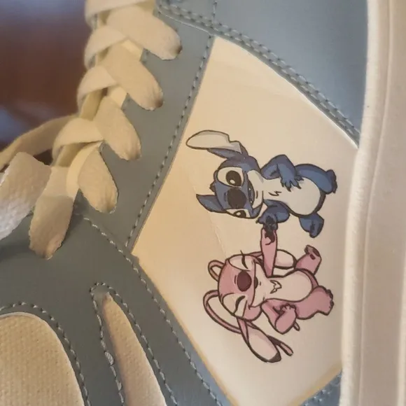 Disney's Stitch and Angel Powder Blue and White High-Top Sneakers