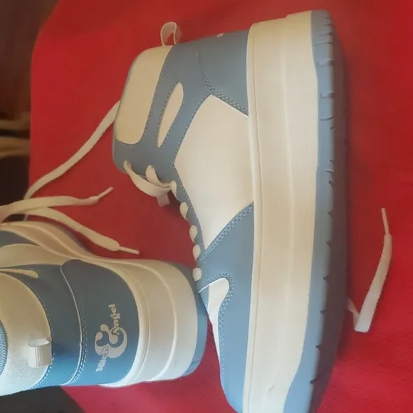 Disney's Stitch and Angel Powder Blue and White High-Top Sneakers