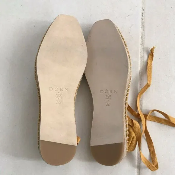 Doen Salvadore Flats Espadrilles Shoes Lace Up Jute
