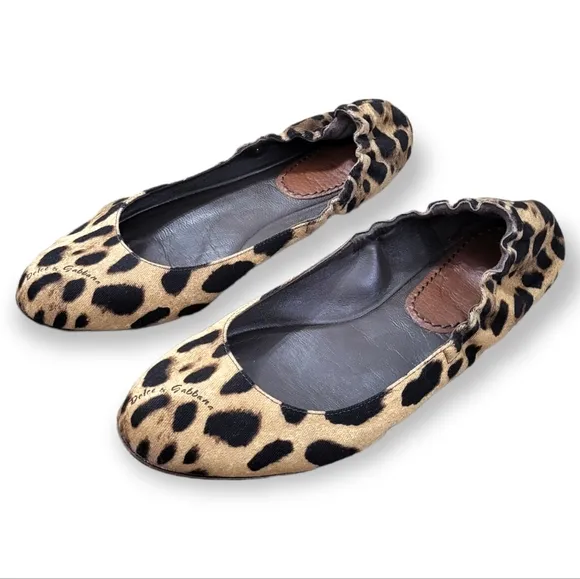 Dolce &amp; Gabbana Leopard Scrunch Ballet Flats EU 37.5 / US 7.5