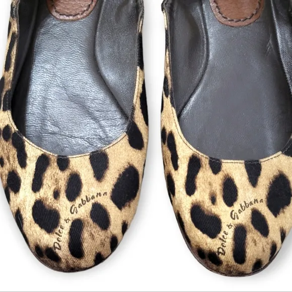 Dolce &amp; Gabbana Leopard Scrunch Ballet Flats EU 37.5 / US 7.5