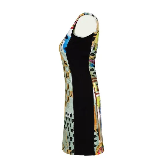 Dolcezza Sleeveless Dress Size S Abstract Print Short Dress Zip Up Detail NWT