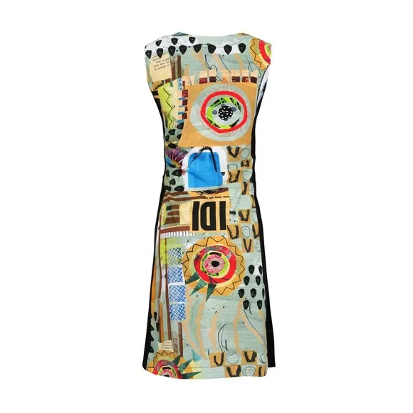 Dolcezza Sleeveless Dress Size S Abstract Print Short Dress Zip Up Detail NWT
