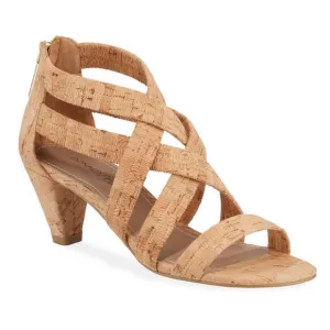 Donald J Pliner Vida Strappy Cork Heeled Sandals Beige Tan SZ 8
