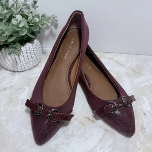 Donald J. Pliner Women’s Bettina Leather Pointed Toe Flats Burgundy Size‎ 7 1/2M