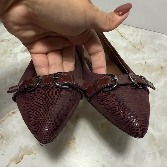 Donald J. Pliner Women’s Bettina Leather Pointed Toe Flats Burgundy Size‎ 7 1/2M