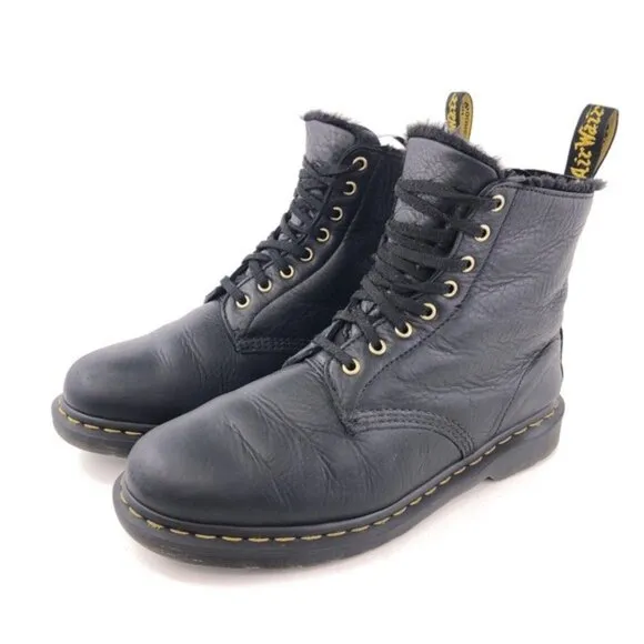 Dr. Martens 1460 Pascal Fur Black Leather Winter Boots 11