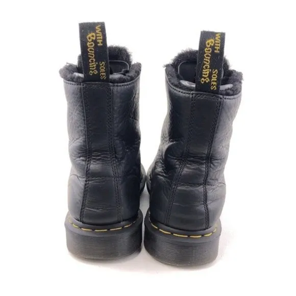 Dr. Martens 1460 Pascal Fur Black Leather Winter Boots 11