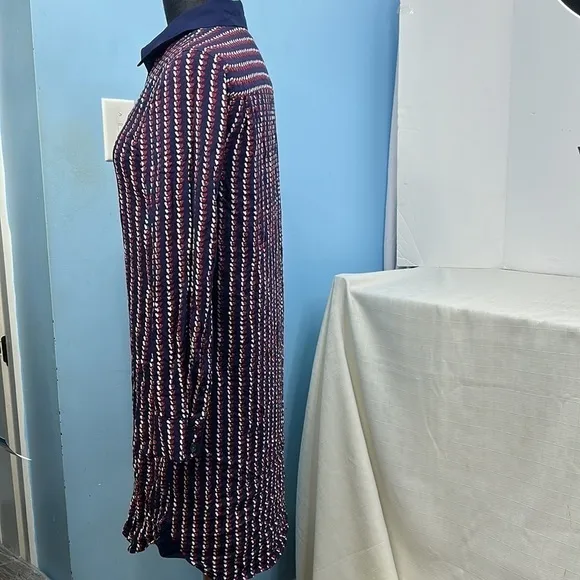 Draper James Heart Field Printed Shirt Dress Size 6 Navy Blue Red dress