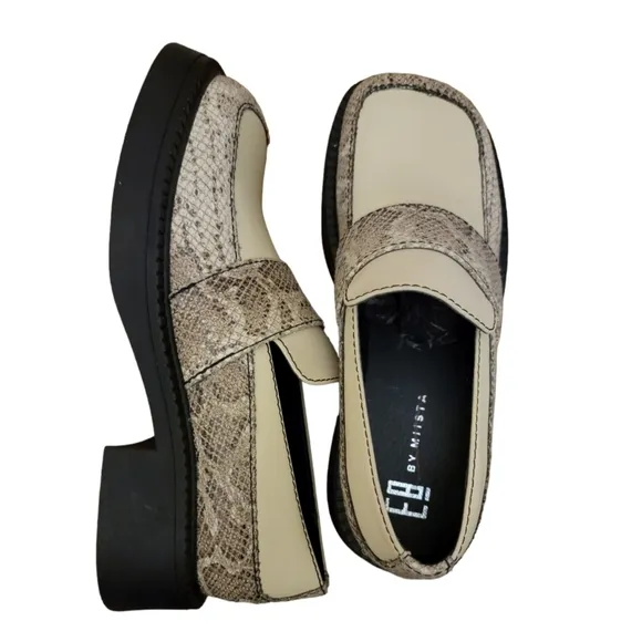 E8 BY MIISTA ×  Iona Loafers In Snake / Cream