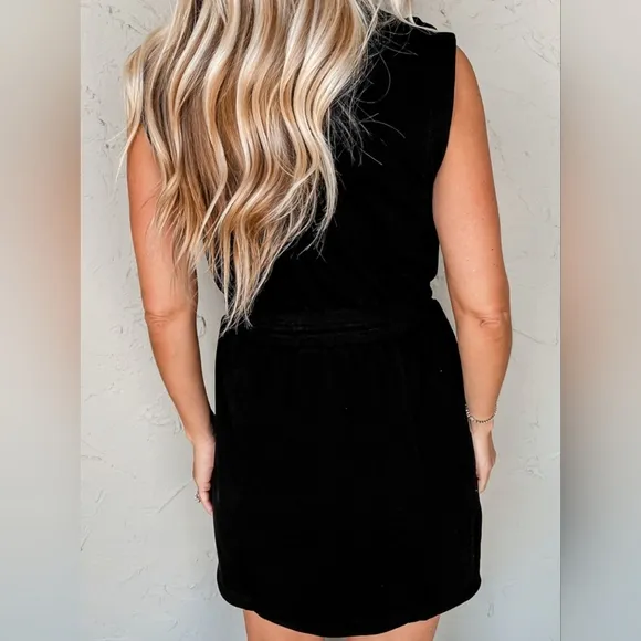 Easy Zip Terry Dress - Black
