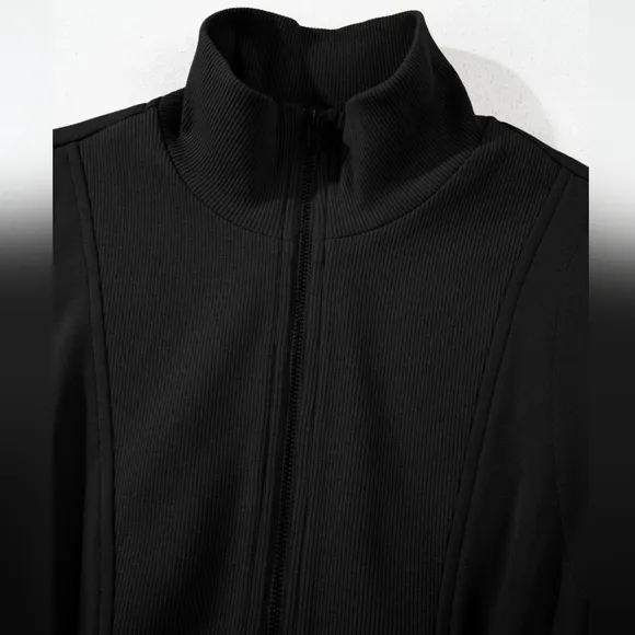 Easy Zip Terry Dress - Black