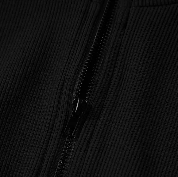 Easy Zip Terry Dress - Black