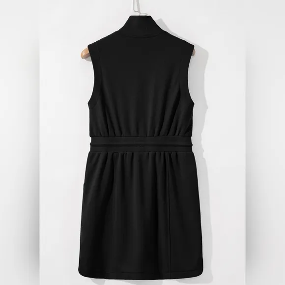 Easy Zip Terry Dress - Black