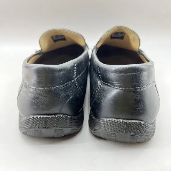 Ecco Classic Moc 2.0 Driver Loafers Men Size 9 Black Leather Slip On Casual Shoe