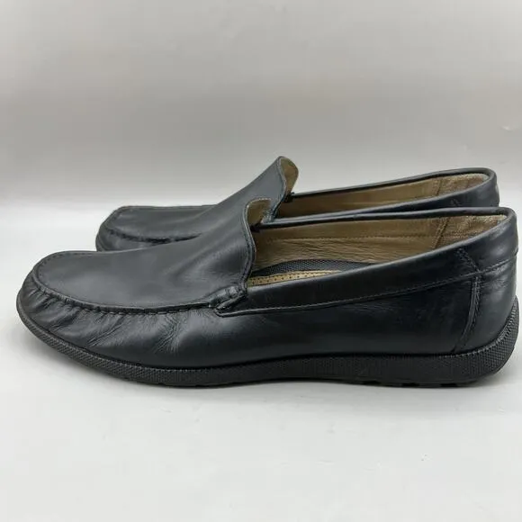 Ecco Classic Moc 2.0 Driver Loafers Men Size 9 Black Leather Slip On Casual Shoe