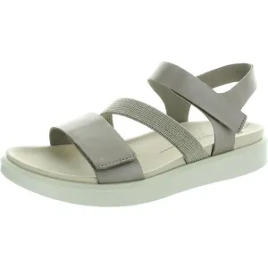 ECCO Womens Gray Strappy Leather Flatform Sandals New