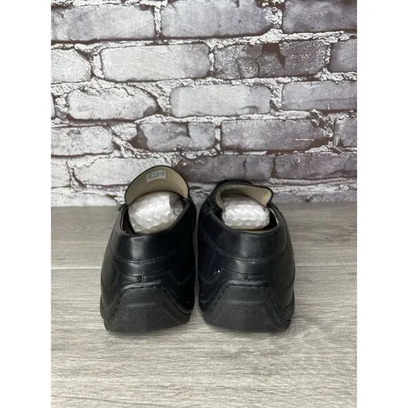 ECCO Black Leather Driving Loafers Mens Size 44 US 10-10.5 Classic Slip On Moc