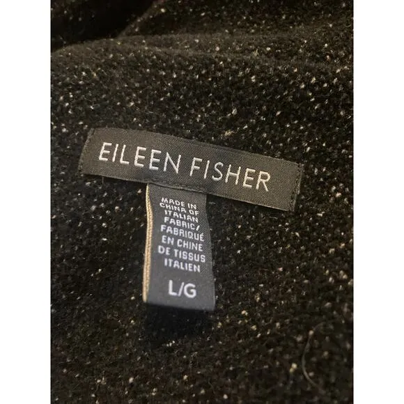 Eileen Fisher Cozy Knit Zip-up Soft Black Jacket ~ Sz L ~ Cotton Wool Quality!