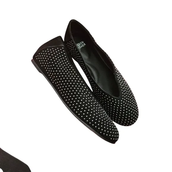 Eileen Fisher Women's Black Raisonette Suede Studded Ballet Flats Size 7.5