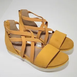 Eileen Fisher yellow strappy elastic sporty sandals women's size 10