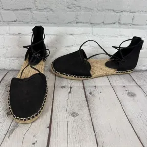 EILEEN FISHER Lala espadrille flat black sandals size 7.5 NWOB